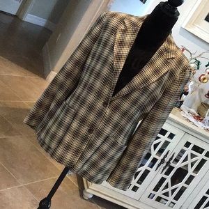 Emanuel Ungaro vintage blazer, tan/brown/black, two button front, size 8